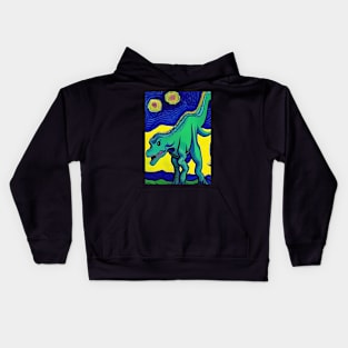 GREEN DINOSAUR VAN GOGH STYLE Kids Hoodie